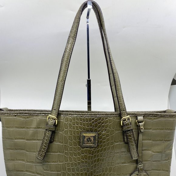 Anne Klein Bags Anne Klein Olive Green Alligator Leather Tote Bag